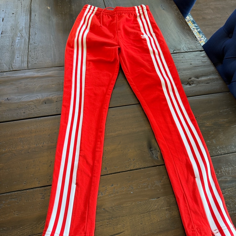 adidas Kids Red Sweatpants with White Stripes